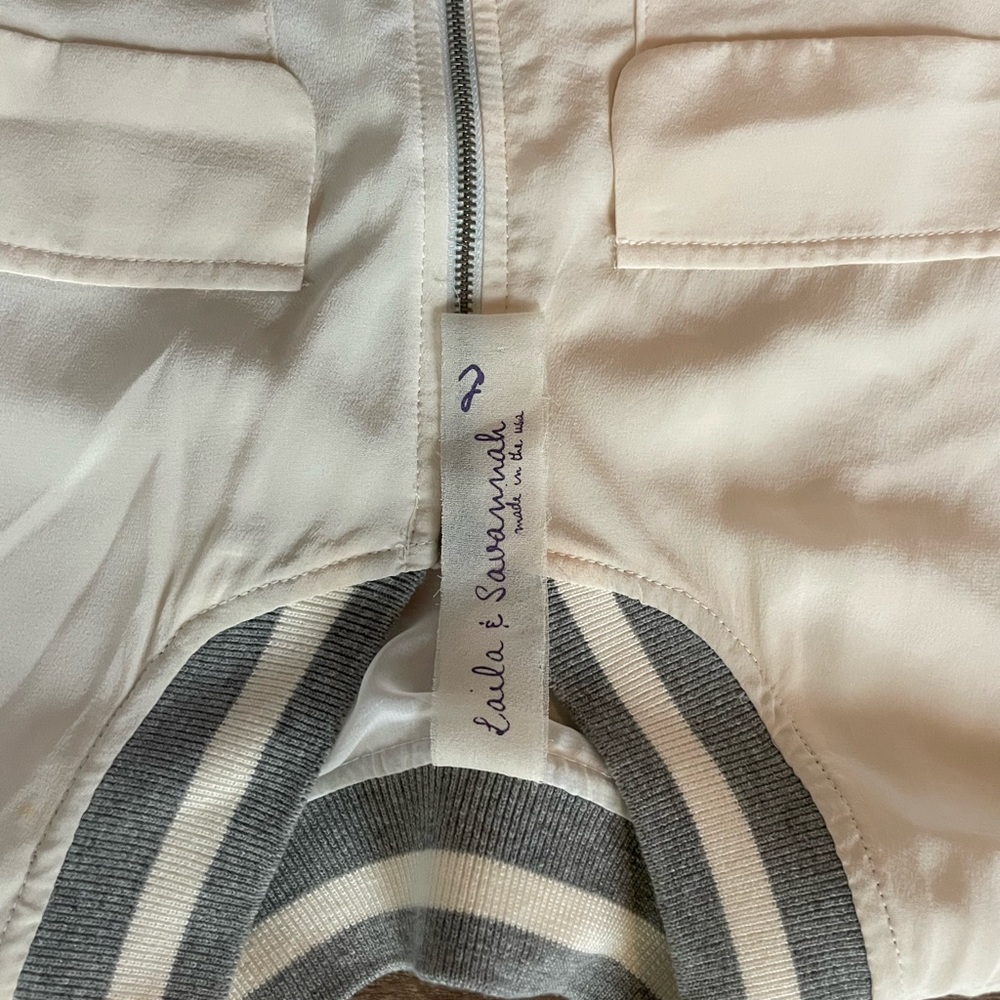 Laila and Savannah white bomber jacket